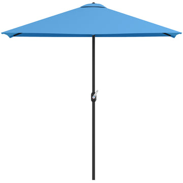 8ft Half Round Umbrella Outdoor Balcony Parasol Patio Garden Outdoor Window Sun Shade w/ 5 Ribs