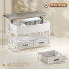 Modern Coffee Table, Lift Top Center Table with Fabric Drawers and Hidden Storage for Living Room, Cement Grey
