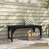 Wooden Garden Bench, Patio Double Park Bench with Slatted Seat, Front Porch Backless Bench, Black