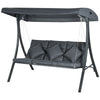 3-Person Patio Swing Chair, Outdoor Porch Swing Bench with Adjustable Canopy, Cushioned Seat, Dark Grey
