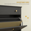 Slim Shoe Storage with 2 Flip Drawers and Adjustable Shelves Shoe Cabinet Organizer for 8 Pair, Black