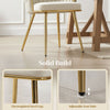 Modern Dining Chairs Set of 2, Velvet-Feel Upholstered Kitchen Chairs with Woven Backrest and Metal Legs, Cream White