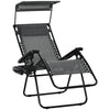 Outdoor Zero Gravity Reclining Lounger Chair with Canopy Shade, Side Tray, Cupholder, Light Grey