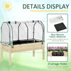 Raised Garden Bed with PE Greenhouse Cover Outdoor Elevated Wood Planter Box for Herbs and Vegetables, Use for Patio, Backyard, Balcony, 48 x 22 x 46 inch, Natural