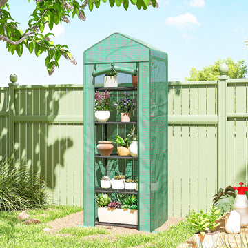5 Tier Mini Greenhouse, Portable Outdoor Flower Stand with Shelf Clips, Indoor Greenhouse with Steel Frame, Transparent, 27.25