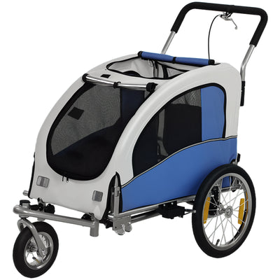 Elite II Dog Bike Trailer 2-In-1 Pet Stroller Cart Bicycle Wagon Cargo Carrier Attachment for Travel with Suspension and Storage Pockets, Green