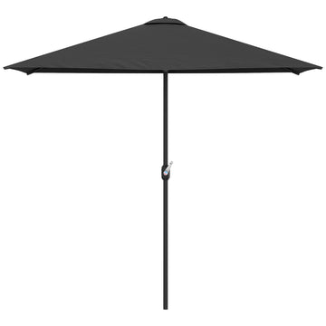 8ft Half Round Umbrella Outdoor Balcony Parasol Patio Garden Outdoor Window Sun Shade w/ 5 Ribs