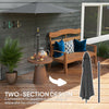 9.8ft Half Umbrella Semi Round Patio Parasol with Crank Handle, Top Vent for Garden, Balcony- NO BASE INCLUDED Dark Grey