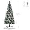 6ft Decorated Christmas Tree with Red Berries and Pine Cones, Flocked Christmas Tree with Pencil Shape, Green