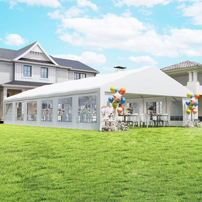 23' x 39' Party Tent, Heavy Duty Outdoor Canopy Tent Shelter with 2 Doors and 12 Windows for Parties, Events