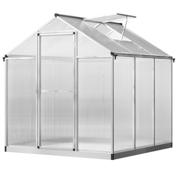 6' x 10' x 6.4' Walk-in Garden Greenhouse Polycarbonate Panels Plants Flower Growth Shed Cold Frame Outdoor Portable Warm House Aluminum Frame, Clear