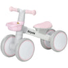 Qaba Toddler Balance Bike for 12–36 Months with Adjustable Seat, Removable Basket, 4 Silent Wheels, Pink