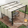 10' x 10' Metal Pergola, Outdoor Pergola with Retractable Canopy, for Garden, Patio, Backyard, Deck, Beige