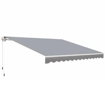 12' x 10' Retractable Awning Patio UV Resistant Fabric and Aluminum Frame for Deck, Balcony, Yard, Grey