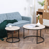 Nesting Coffee Tables Set of 2, Round Coffee Table with Metal Frame, Living Room Tables