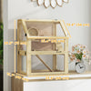Wooden Hamster Cage, 3 Tier Gerbil Cage with Deep Bottom, Hut, Seesaw, Exercise Wheel, Ramps, 24