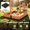 Qaba Kids Sandbox with Canopy, Wooden Sand Box with Foldable Picnic Table, Bench Seats, Liner, Cover, Gift for Ages 3-8
