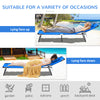 Folding Outdoor Lounge Chair, Portable Reclining Beach Lounger with Face Hole, Detachable Pillow, 4-Position Adjustable Backrest, For Patio, Garden, Poolside, Blue