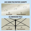 6.5x4ft Rectangle Patio Umbrella Aluminum Tilt Adjustable Garden Parasol  Sun Shade Outdoor Canopy Cream White