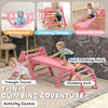 Qaba 7-in-1 Pikler Triangle Set, Foldable Wooden Climbing Toys with Arch, Ramp and Ladder for Toddlers 1-4 Years, Pink