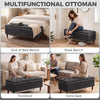 Storage Ottoman Bench, Linen-Look Upholstered Seat, 264 LBS Capacity, End of Bed Bench, Dark Grey
