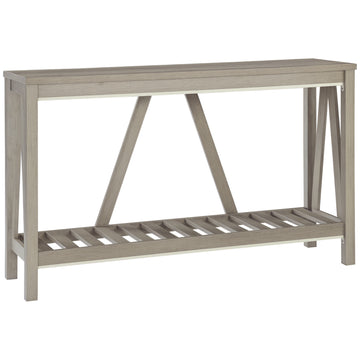 Table d'entrée style ferme, Console rustique avec étagère de rangement pour salon et couloir, Gris vieilli