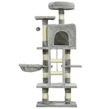52 Inch Large Cat Tree for Indoor Cats, Light Grey