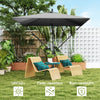 Patio Offset Umbrella UPF 50+ UV Protection, Crank Parasol with Base, Cover & Wind Securing, Khaki
