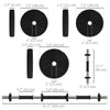 Soozier 44LBS 2-in-1 Adjustable Barbell & Dumbbells Set, Weights Set with Non-slip Handles for Men and Women Home Gym Training