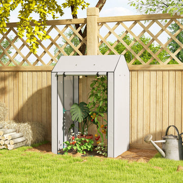 Mini Greenhouse with 4 Wire Shelves, Portable Tomato Greenhouse with Roll Up Door, 39.4