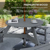 6 Person Round Picnic Table Bench Set with Umbrella Hole, Wood Patio Table with 3 Built-in Benches for Garden, Deck, Backyard, Grey