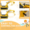 Qaba Kids Ride-on Excavator with Digger, Pretend Play Construction Truck with Under Seat Storage, Realistic Sound, Treaded Wheels, No Power Design