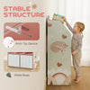 Qaba Kids Bookshelf with Storage, Toy Storage Unit with Book Display, Shelves and Fabric Drawers for Playroom Nursery, Pink