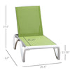 Outdoor Chaise Lounge Chair, Patio Aluminum Tanning Chair with 5-Level Adjustable Back, Portable Wheels, Breathable Mesh Fabric, for Pool, Deck, Garden