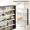 5-Tier Display Cabinet, Shot Glass Display Case, Glass Curio Cabinet with 2 Glass Doors and 4 Adjustable Shelves, Black