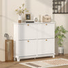 Modern Shoe Storage Cabinet, Narrow Shoe Cabinet with 4 Flip Drawers, Adjustable Shelves, 5 Legs for Entryway, White