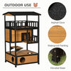 4-Floor Wood Outdoor Cat House Catio for Cats with Condo, Fun Entrances, Perch, Natural