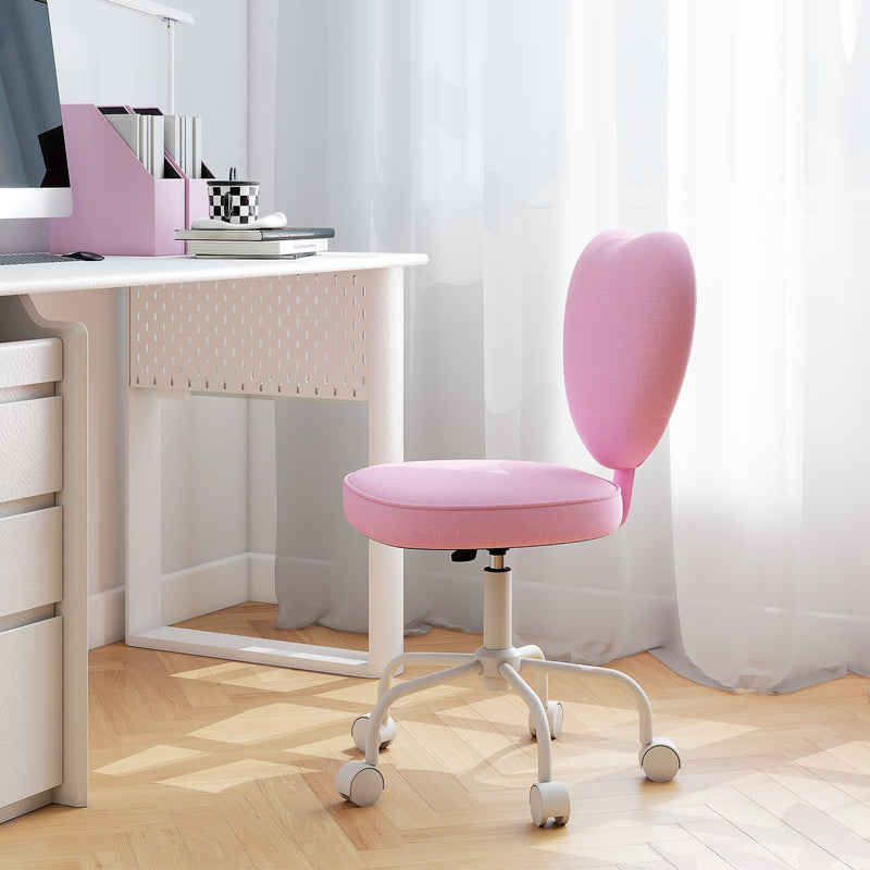 Heart Love Shaped Back Design Office Chair with Adjustable Height, Pink