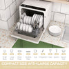 Portable Dishwasher, Counter Dishwasher with 4 Place Settings, 5 Washing Programs, Air-Dry Function, 6L Water Tank, White And Black