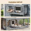 Cat Tunnel, Wooden Catio Outdoor Cat Enclosure with 2 Doors and Extendable Design, Wall-Mounted Pet Run