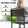 Stackable Patio Chairs Set of 4, Outdoor Dining Chairs with Slatted HDPE Seat, Armrests for Garden, Backyard, Black