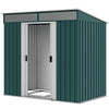 6.5x4FT Galvanised Metal Shed with Foundation Kit, Lockable Garden Tool Storage House with Sliding Doors, Vents