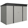 9' x 4' Galvanized Steel Garden Storage Shed with Lockable Doors, Gloves and 2 Air Vents for Backyard, Patio, Lawn