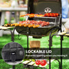 Charcoal BBQ Grill, BBQ Grill with 1840 cm² Cooking Area, 3 Shelves, Adjustable Vent, Lockable Lid, Wheels, Black