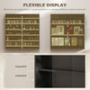 7-Tier Display Cabinet, Shot Glass Display Case, Glass Curio Cabinet with 2 Glass Doors and 6 Adjustable Shelves, Black