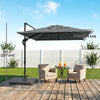 8' x 8' Offset Cantilever Patio Umbrella with Base Weights, UPF50+ Cantilever Parasol with 360° Rotation, Dark Grey