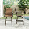 Outdoor Bar Stools Set of 2, Swivel Bar Height Chairs with High Back, Curved Armrests and Steel Frame for Balcony