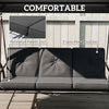 Convertible Patio Swing Bed with Canopy and Cushions, 3 Seater Porch Swing for Outdoor, Backyard, Garden, Dark Grey