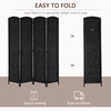 6ft Folding Room Divider, 4 Panel Wall Partition with Wooden Frame for Bedroom, Home Office, Black
