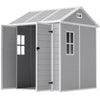 6' x 6' Resin Outdoor Storage Shed with Floor, Window, Lockable Doors and Vents for Backyard Patio Lawn, Grey